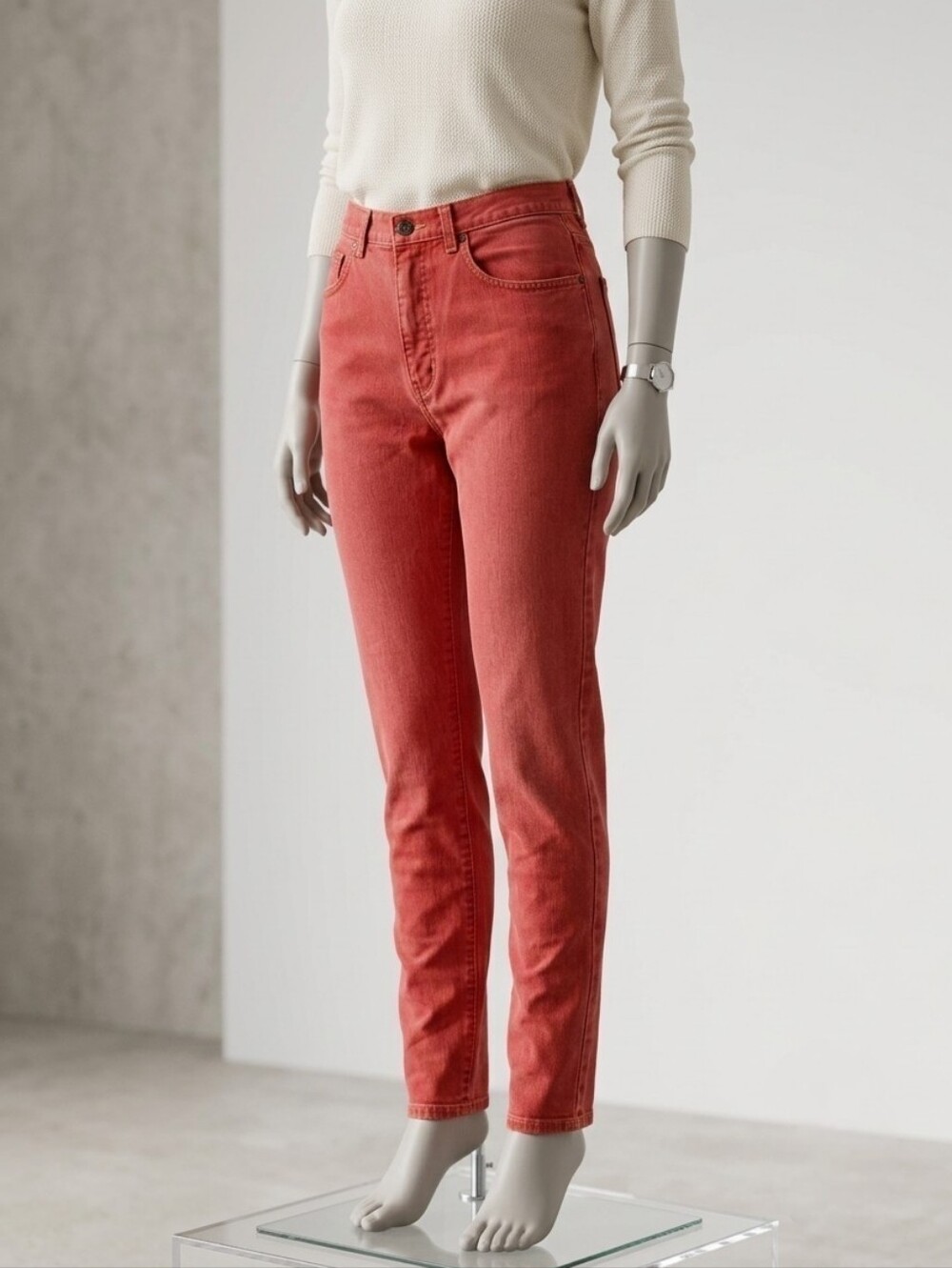 Vintage Armani Jeans Rust Red High Waisted Straight Leg Jeans Womens Size 30